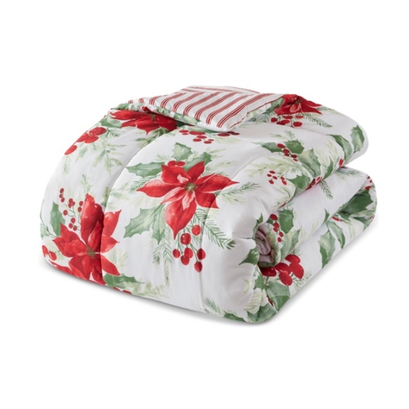 Design Lab Poinsettias 3-Pc.Twin Comforter Sets - Red NWT - Picture 2 of 4